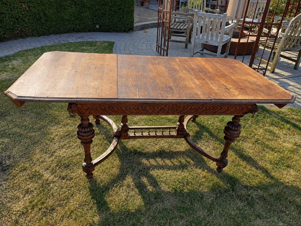 Antieke houten uitschuifbare tafel, Huis en Inrichting, Tafels | Eettafels, Ophalen, Gebruikt, 50 tot 100 cm, Vijf personen of meer