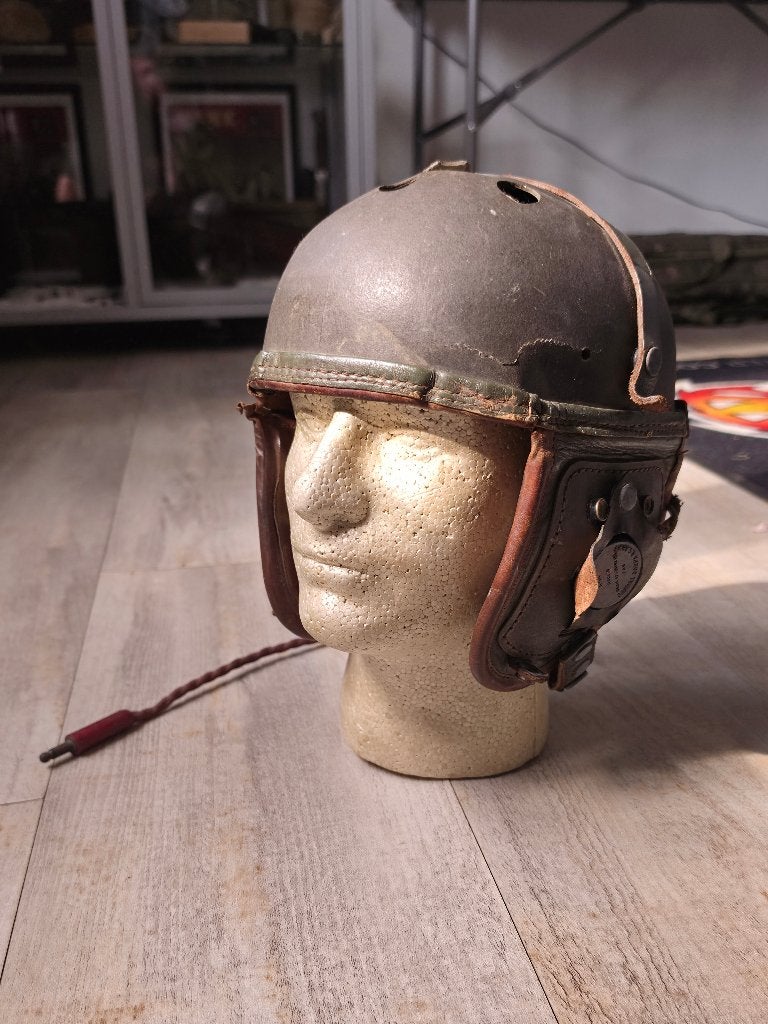 US WW2 M1939 tank helmet + R14 receiver, Verzamelen, Ophalen, Landmacht, Helm of Baret