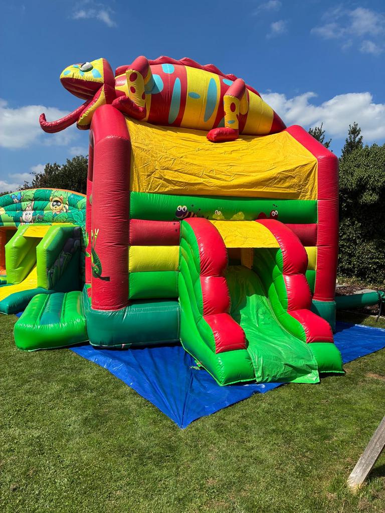 Springkasteel Kameleon TE HUUR, Kinderen en Baby's, Ophalen of Verzenden, Zo goed als nieuw