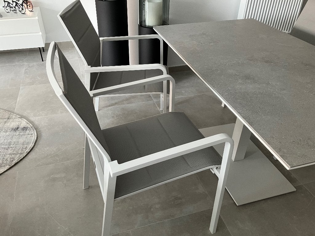 Terrastafel met 4 stoelen, Jardin & Terrasse, Ensembles de jardin, Salons de jardin, Aluminium, Comme neuf, Enlèvement