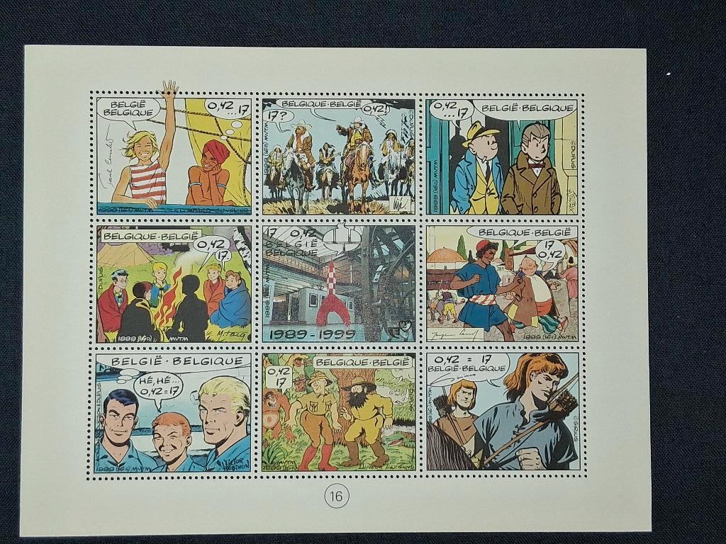 Feuillet Belgique 1999 - Les Maîtres de la BD Belge - Neuf, Timbres & Monnaies, Timbres | Europe | Belgique, Non oblitéré, Timbre-poste