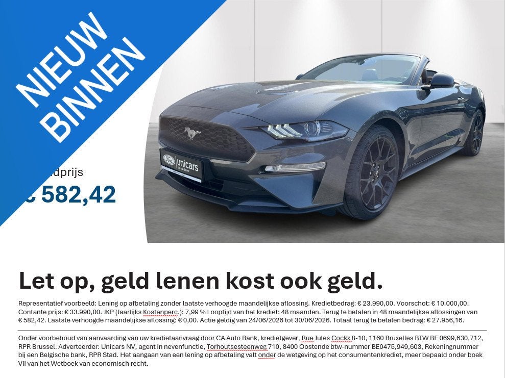 Ford Mustang Convertible 2.3i EcoBoost, 4 zetels, Gebruikt, Euro 6, 4 cilinders