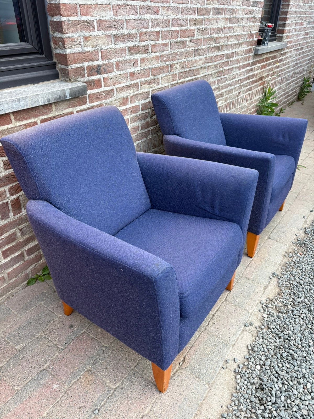 Lot de 2 fauteuils design bleu, Enlèvement, Utilisé, Bois