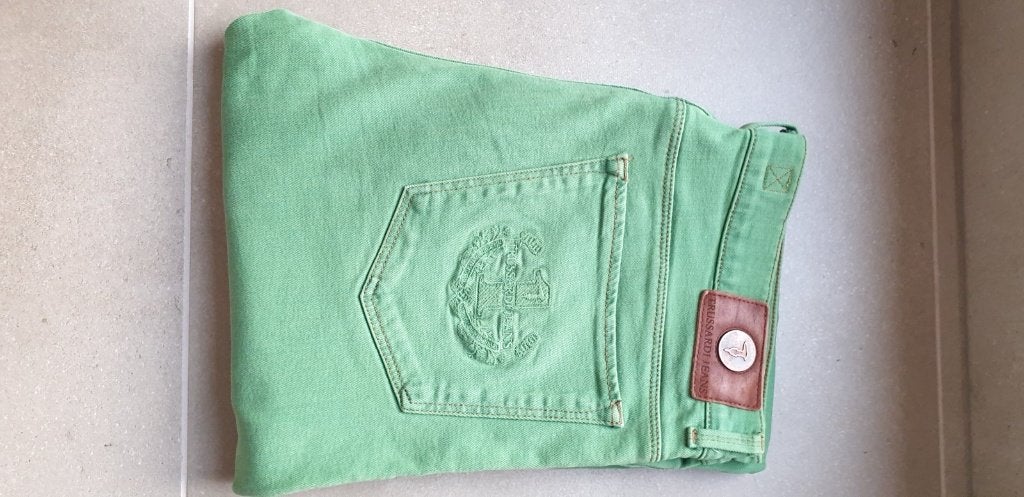 Trussardi Jeans groene jeans, maat 50 (W36), als nieuw, W36 - W38 (confectie 52/54), Overige kleuren, Ophalen of Verzenden, Zo goed als nieuw