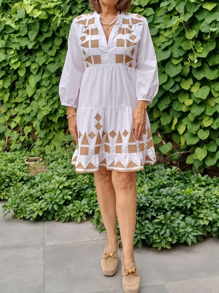 Boho chic wit goud kleedje Gao, Wit, Ophalen of Verzenden, Zo goed als nieuw, Maat 36 (S)
