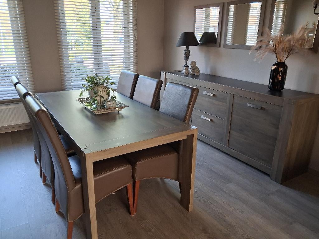 Complete eetkamer, Enlèvement, Utilisé, Landelijk, 4 à 6 chaises