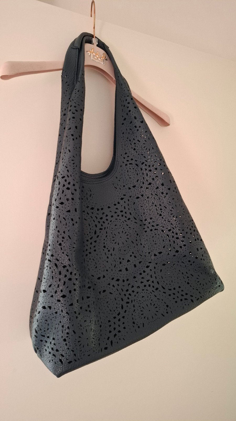 sac en cuir bleu marine, Enlèvement ou Envoi, Comme neuf, Bleu, Cuir