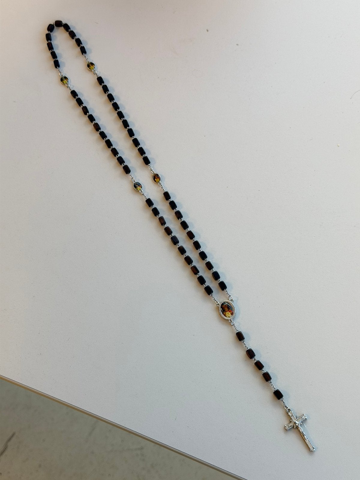 Nieuwe Houten Rozenkrans Natural Wood Rosary Kruis 48cm, Verzamelen, Ophalen of Verzenden, Nieuw, Sieraad