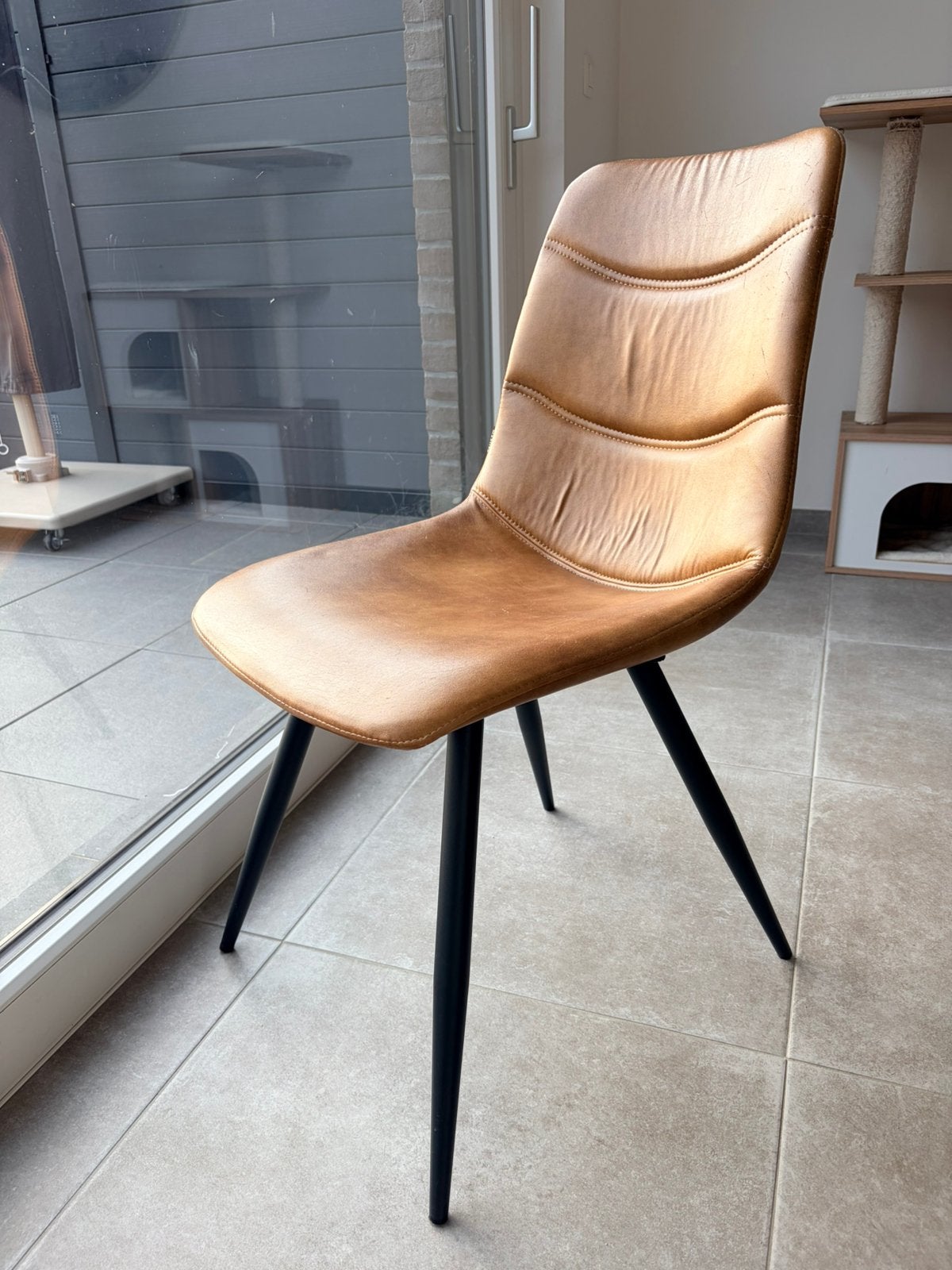 6 stoelen - bruin, Huis en Inrichting, Ophalen, Gebruikt, Bruin, Leer