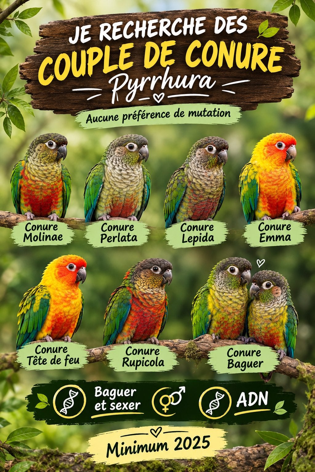 rechercher couple de pyrrhura conure, Animaux & Accessoires, Plusieurs animaux, Perruche, Bagué