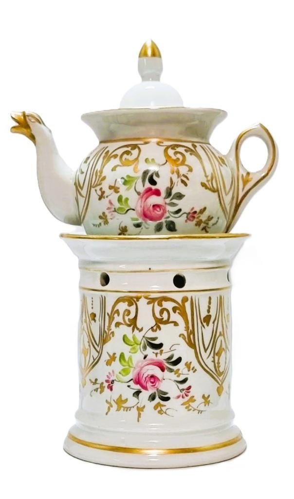 Vieux de Paris porselein, theepot met warmhouder., Antiek en Kunst, Ophalen of Verzenden