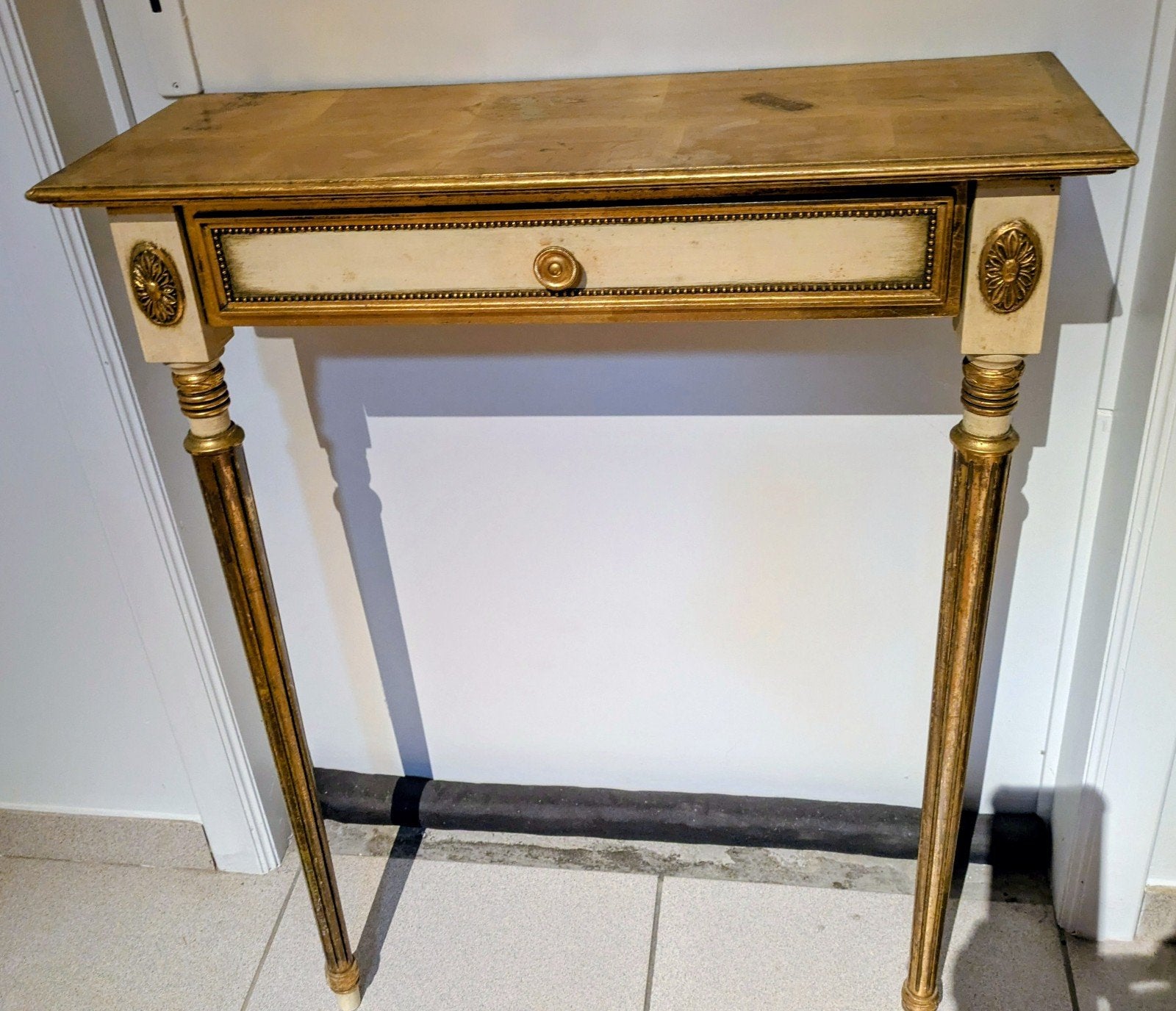belle console murale Louis XVI dorure à la feuille d'or, 50 à 100 cm, Enlèvement, Utilisé, Chêne