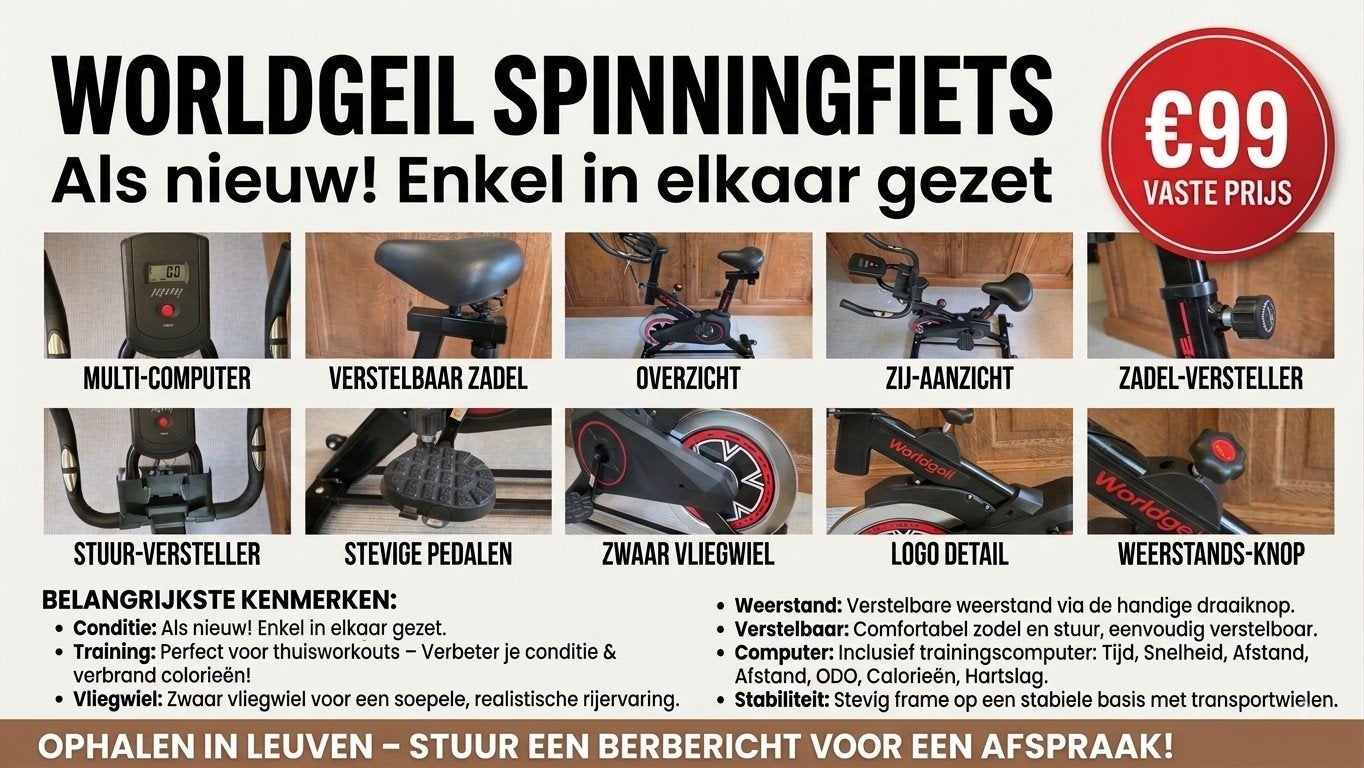 WORLDGEIL hometrainer, Sport en Fitness, Fitnessapparatuur, Ophalen, Spinningfiets