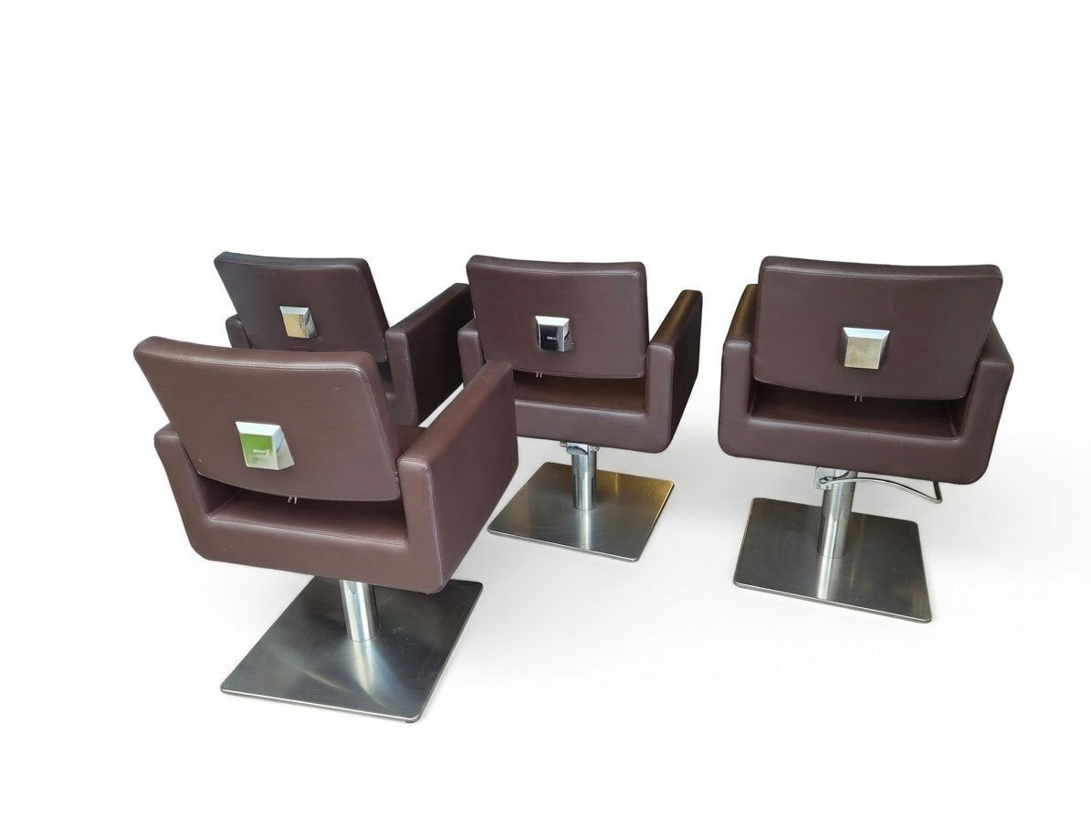 Set van 4 Luxe Sibel Kappersstoelen – Bruin + Vierkante RVS, Handtassen en Accessoires, Ophalen