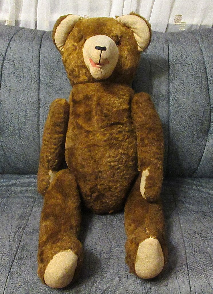 Grand ours en peluche vintage en mohair 84 cm des 1940-50, Enlèvement ou Envoi