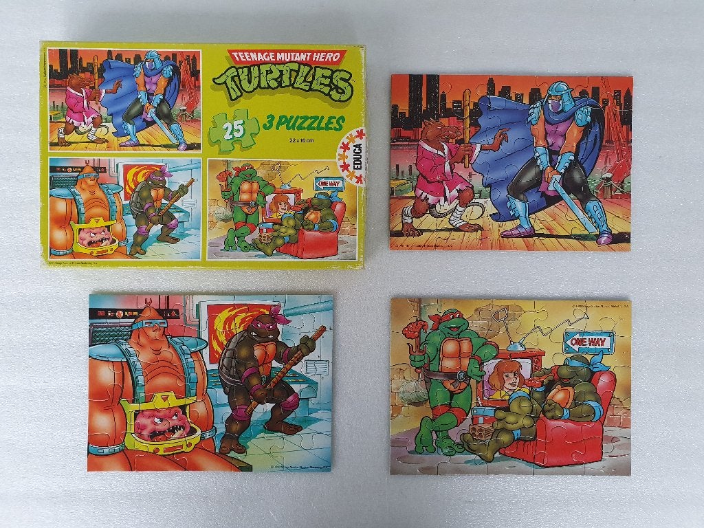 Puzzel TMHT: 3 puzzels van 25 stukken (Educa, Mirage, 1990), Ophalen of Verzenden, Gebruikt