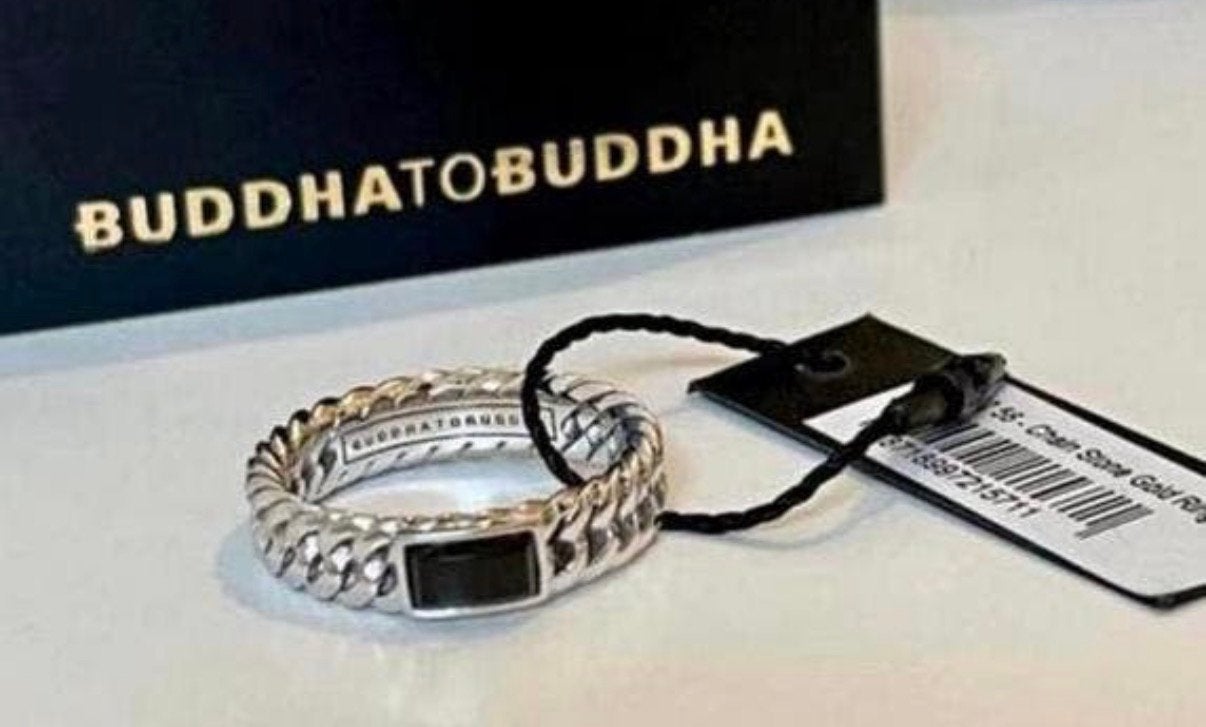 Buddha to Buddha ring in 14 karaat witgoud met Spinel steen!, Handtassen en Accessoires, Ringen, Nieuw, Ophalen of Verzenden, 17 tot 18