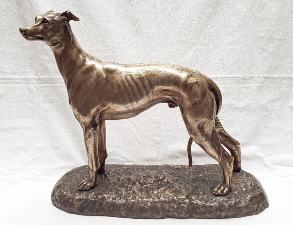Lévrier en bronze - Art déco - Suzanna Bizar., Antiquités & Art, Mammifère, Statue, Enlèvement ou Envoi, Art deco
