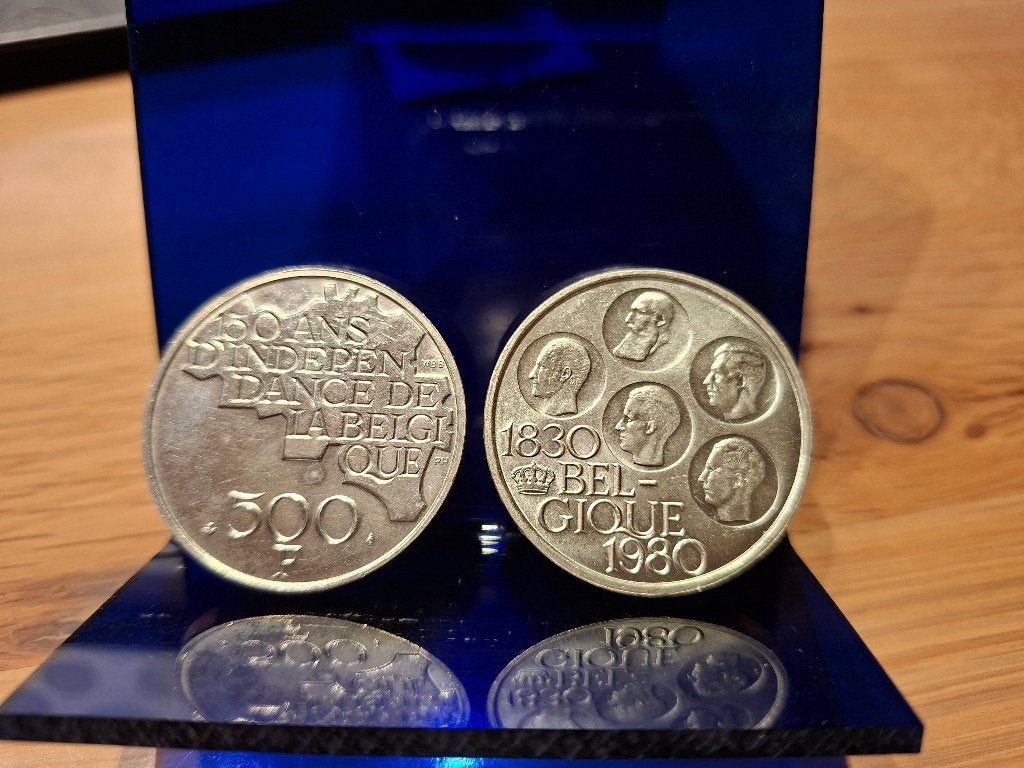 12 Belgische munten van 500 frank – 150 jaar België – 1980, Enlèvement, Plaqué argent, Monnaie en vrac, Argent