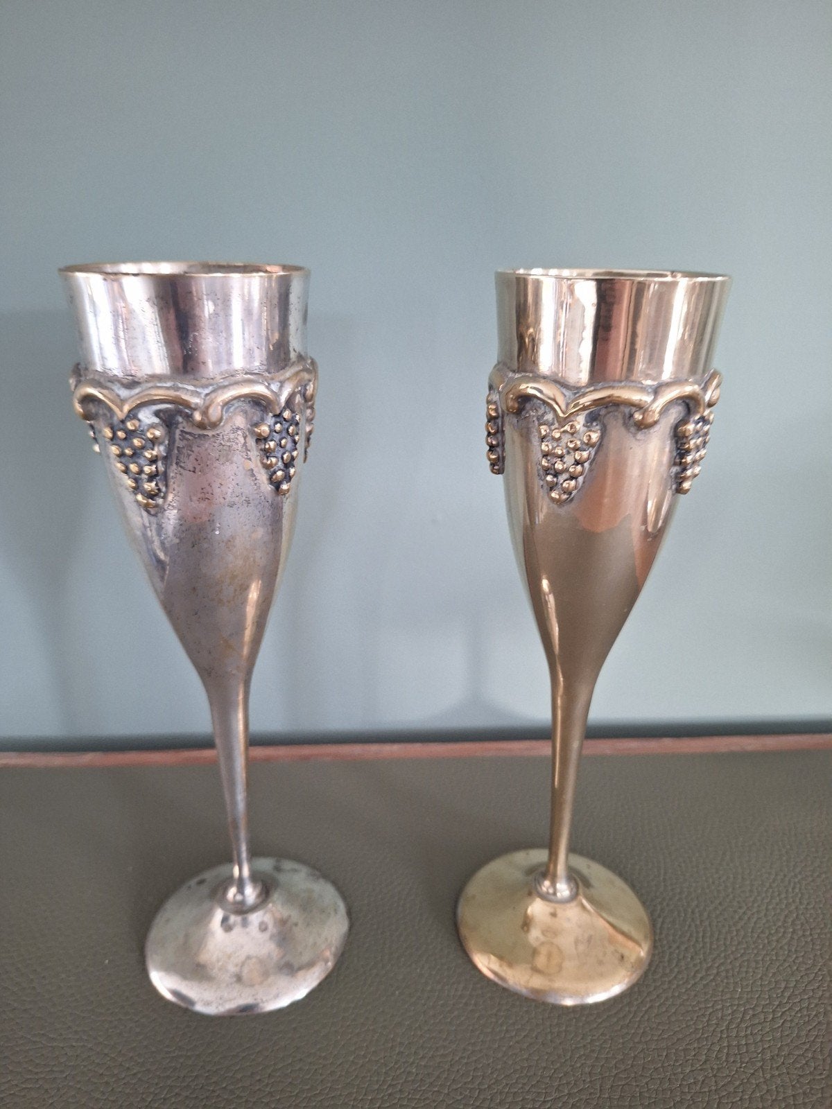 2 verzilverde bekers/champagne (prijs voor 2), Ophalen of Verzenden