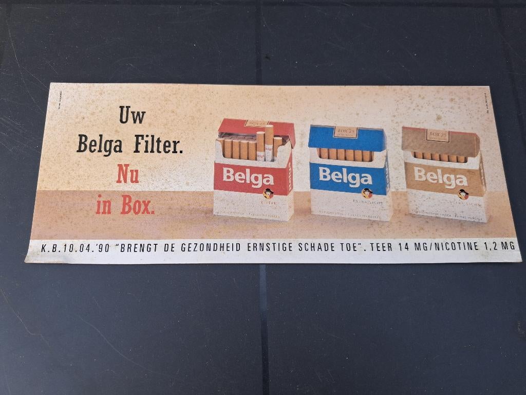 BELGA CIGARETTES année 1990, Enlèvement ou Envoi, Utilisé, Panneau publicitaire