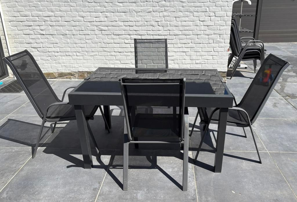 Ensemble table et chaises de jardin, Ophalen, Aluminium, Loungeset, Stoel