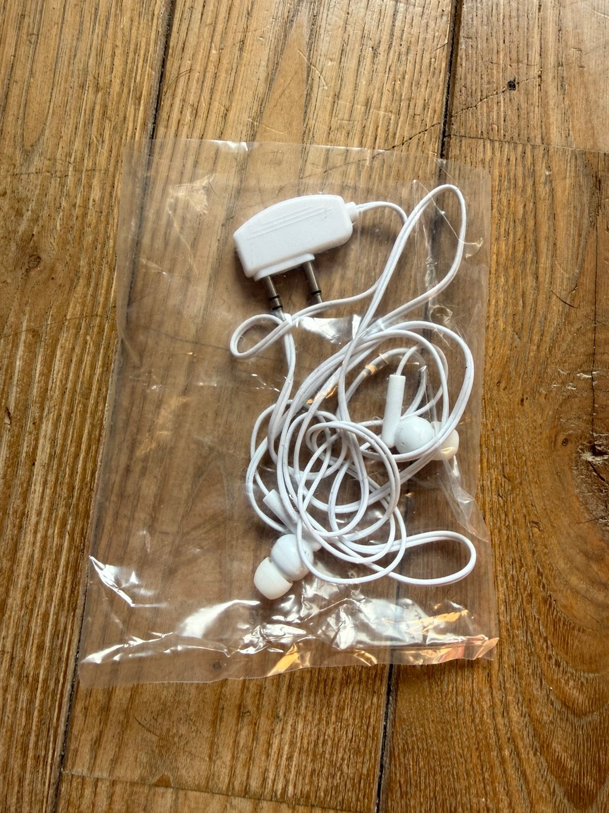Écouteurs blancs avec double entrée, Télécoms, Enlèvement, Comme neuf, Blanc