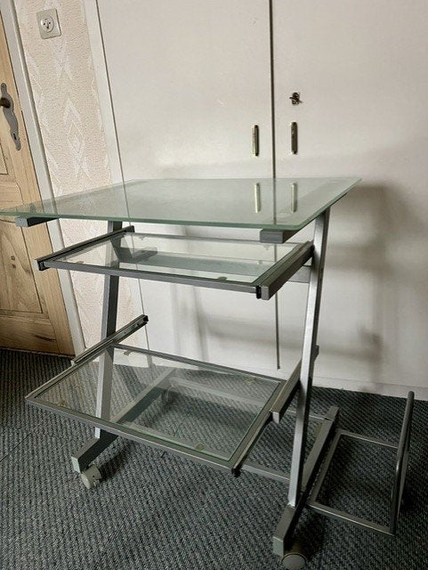 Computer- en printertafel, Huis en Inrichting, Kasten | Computermeubels, Ophalen, Zo goed als nieuw, Glas, Modern
