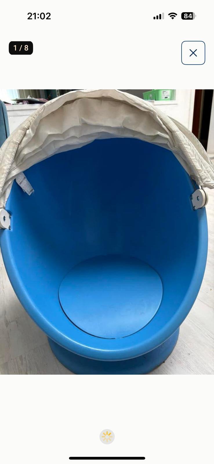 IKEA PS LÖMSK draaistoel voor kinderen – Blauw met kap, Ophalen, Zo goed als nieuw