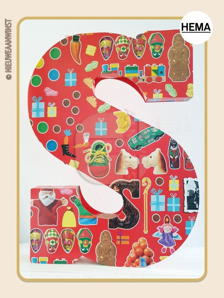 Nostalgische XL HEMA decoratieletter ‘S’ - karton -rood-75cm, Envoi, Comme neuf