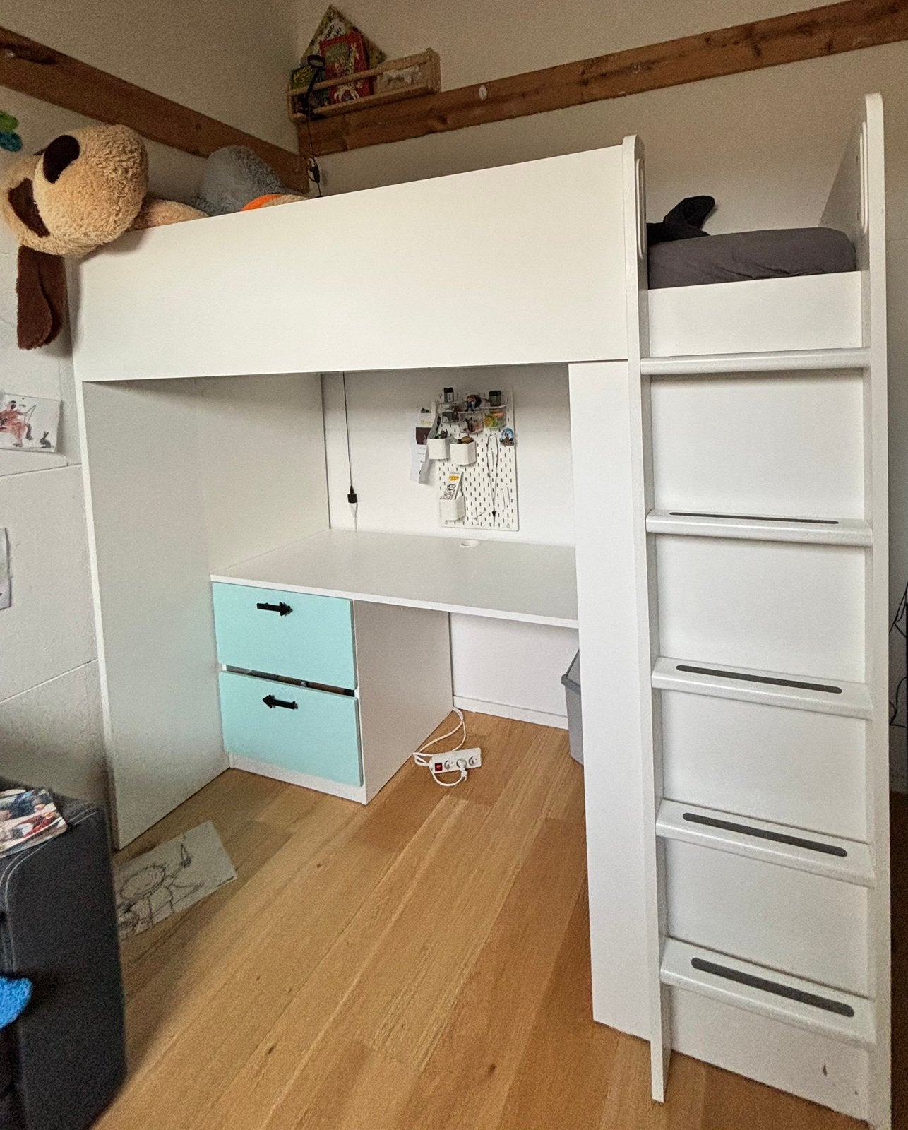 Hoogslaper met kast en bureau, Enlèvement, Comme neuf, Lit mezzanine