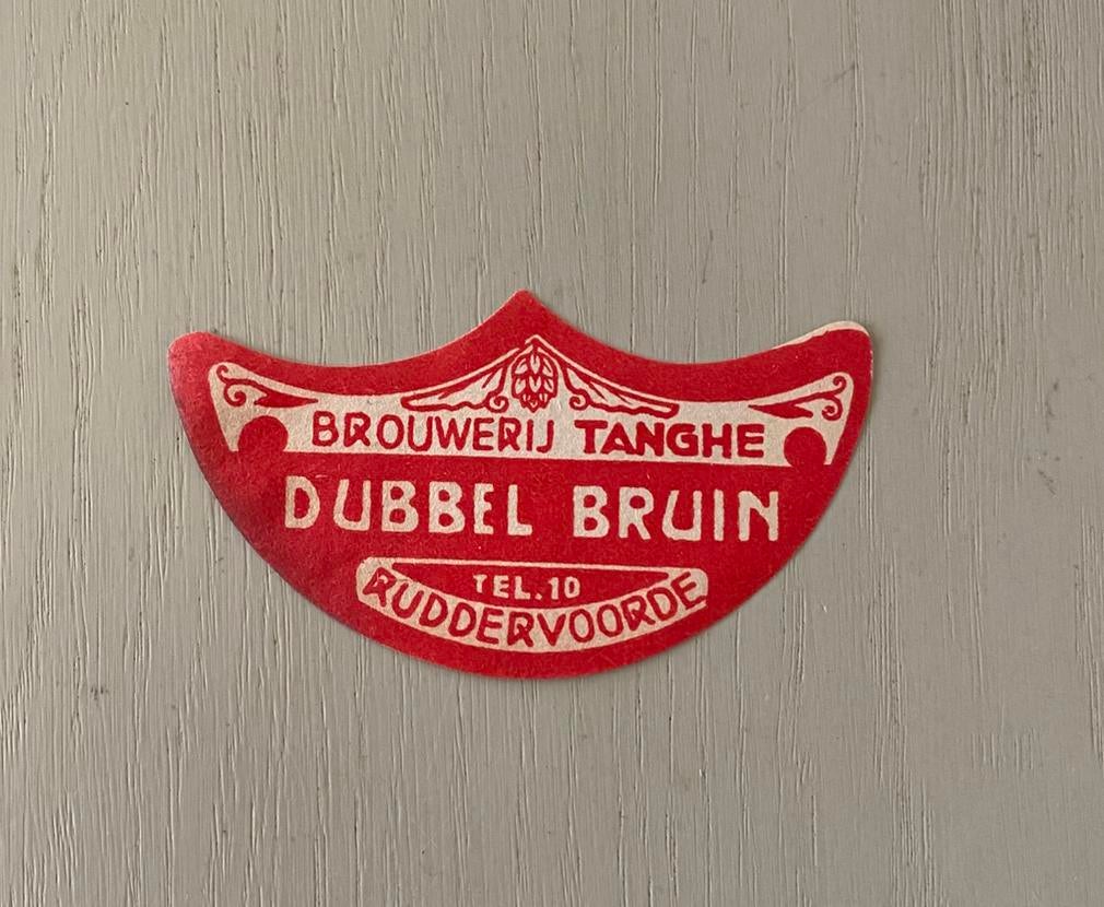 Oud bier etiket DUBBEL BRUIN brouwerij TANGHE - RUDDERVOORDE, Enlèvement ou Envoi, Comme neuf