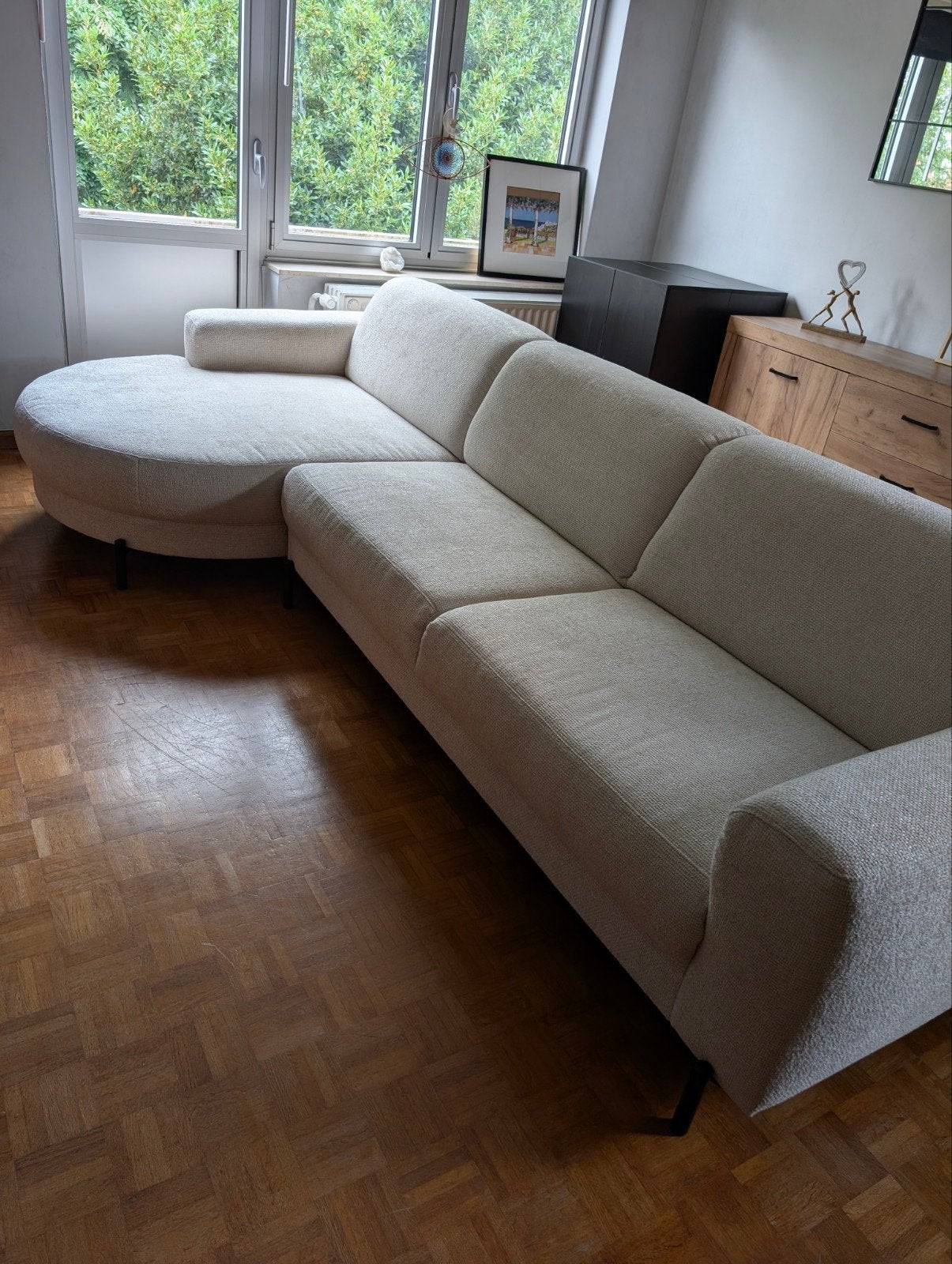 Canapé d'angle blanc cassé 325x161 cm, Enlèvement, Comme neuf, Tissus