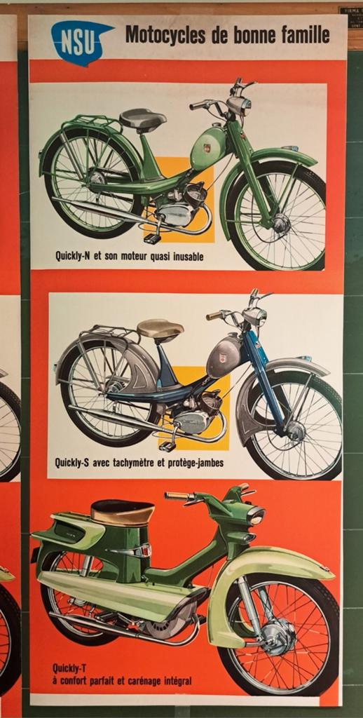 NSU Quickly reclame posters jaren 50, Ophalen of Verzenden, Nieuw, A1 t/m A3, Reclame