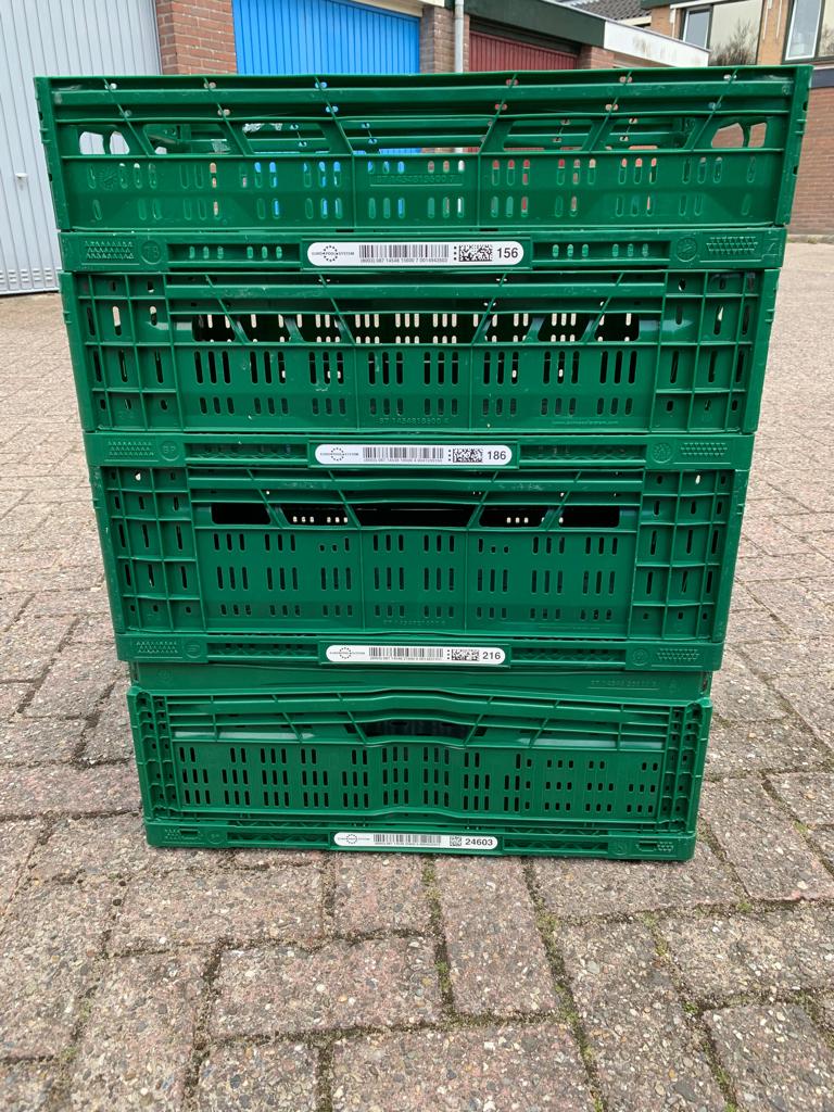 Caisses pliantes/caisses pliantes en plastique noir et vert, Casier, Repliable, Moins de 35 cm, Enlèvement
