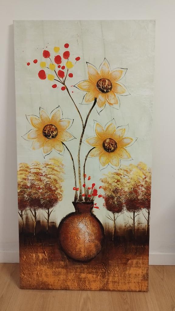 Tableau peinture texturée - Trio de tournesols, Enlèvement