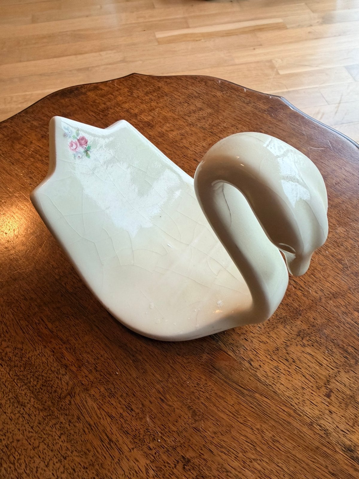 Cygne vintage en céramique - Porte-savon/brocante romantique, Enlèvement, Comme neuf, Rose