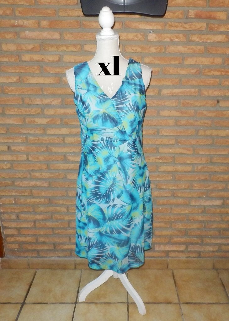 (88)- robe femme t.XL bleu - wax -, Kleding | Dames, Jurken, Blauw, Maat 42/44 (L), Ophalen of Verzenden, Zo goed als nieuw