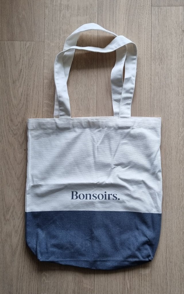 GRATUIT : Sac fourre-tout avec inscription Bonsoirs, Enlèvement ou Envoi, Neuf, Blanc, Autres marques