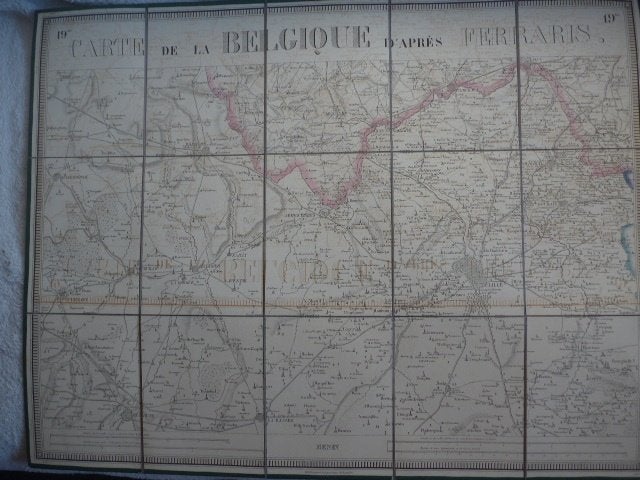 Menen ; geografische kaart naar FERRARIS -uitgave 1831, Ophalen of Verzenden, Gebruikt