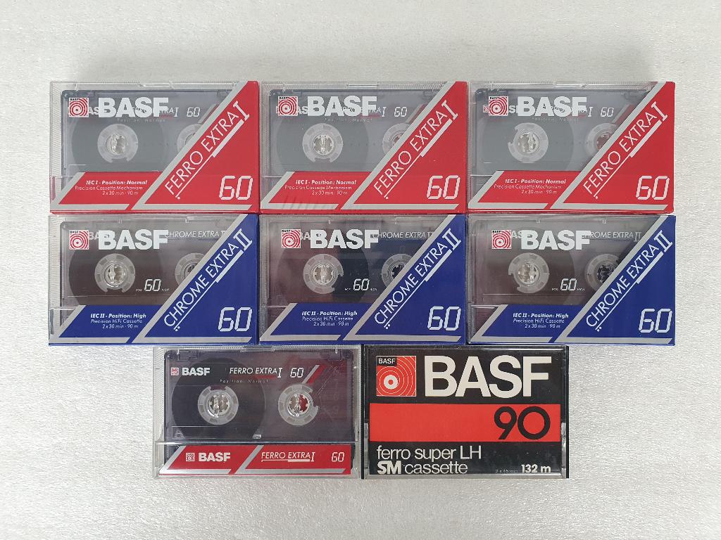 Lot van 8 BASF cassettes, Cd's en Dvd's, Cassettebandjes, Ophalen of Verzenden, Nieuw in verpakking, 2 t/m 25 bandjes, Origineel