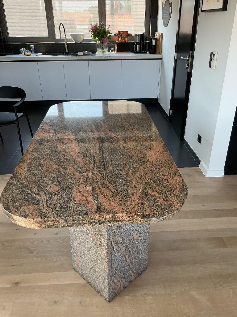 Granieten eettafel 180 op 90, Huis en Inrichting, Ophalen, Overige materialen, 50 tot 100 cm, Zo goed als nieuw