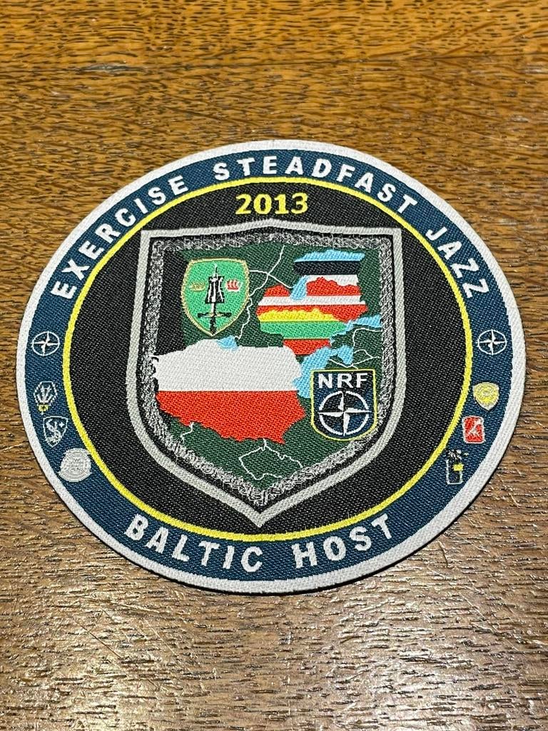 NAVO-oefening Steadfast Jazz 2013 patch, Verzenden, Zo goed als nieuw, Patch, Badge of Embleem