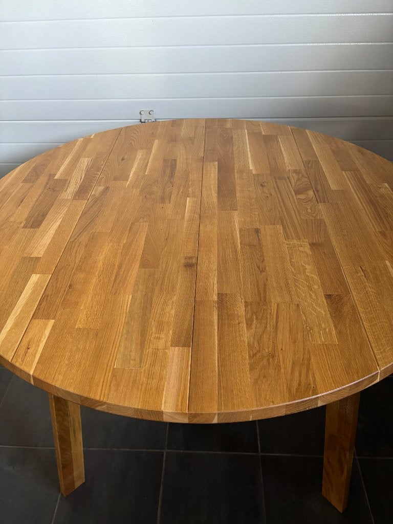 Woood Disc tafel, Ophalen, 100 tot 150 cm, Zo goed als nieuw, Vier personen