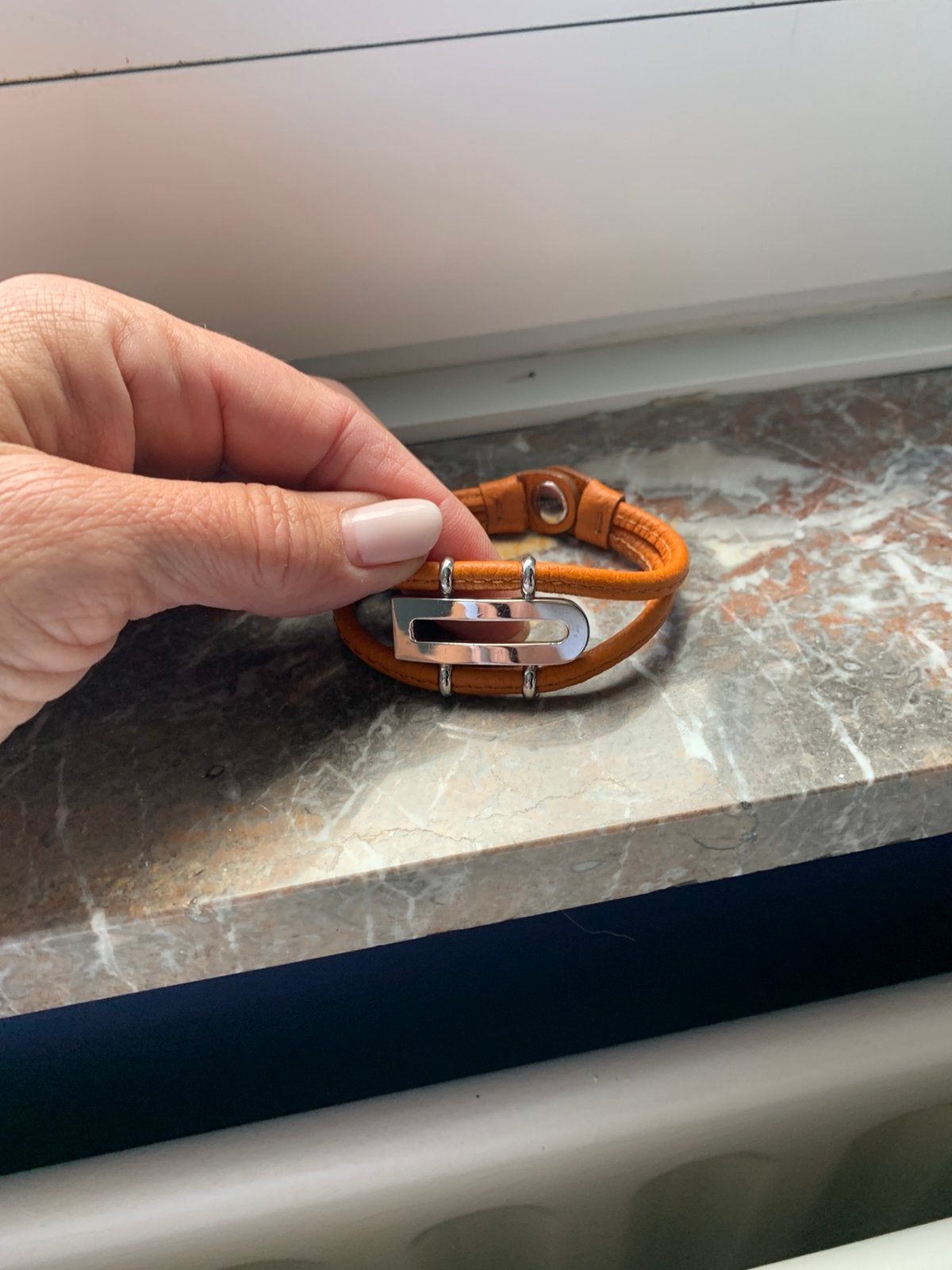 Armband Delvaux, Ophalen, Gebruikt, Oranje, Leer