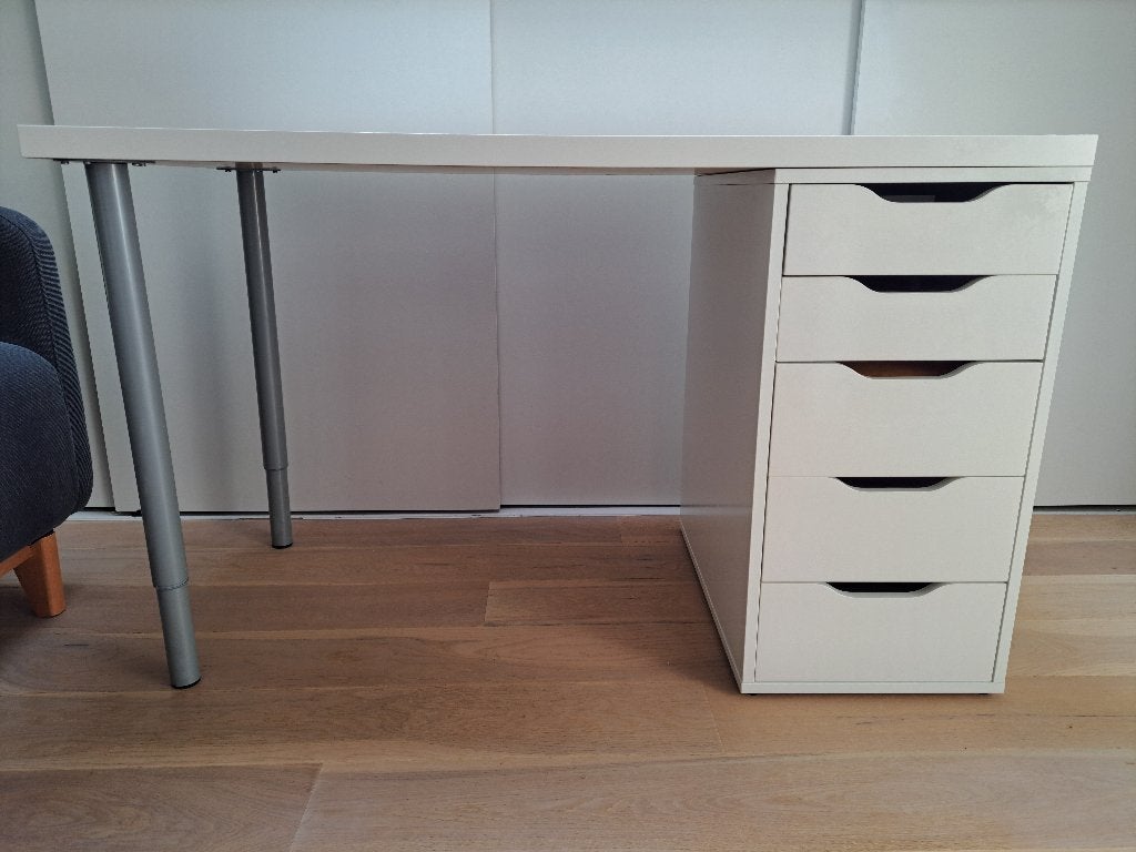 IKEA witte bureau met ladenblok, Ophalen, IKEA, Wit