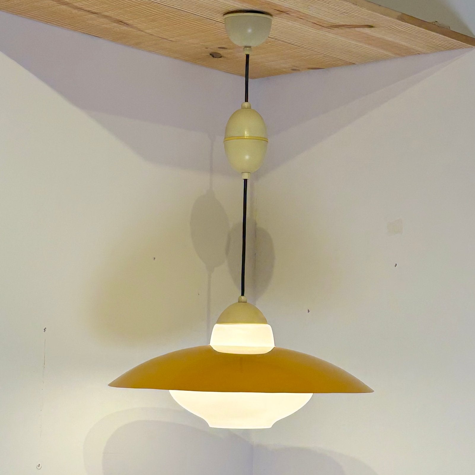 Philips, Louis Kalff UFO, vintage jaren 50 - 60 hanglamp, Gebruikt, Glas, Dutch Design, E27 (groot)