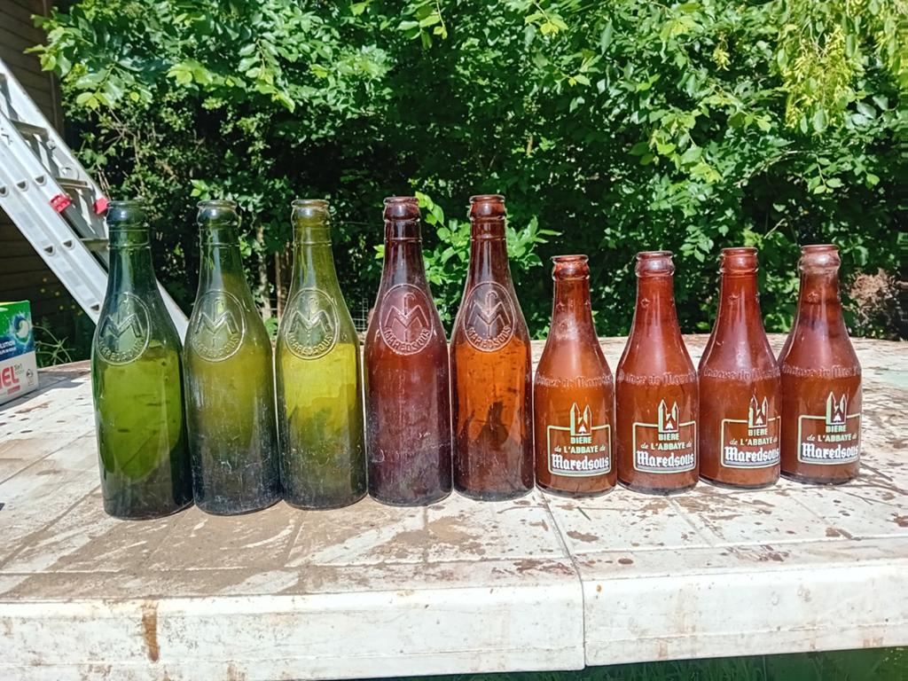 Oude vintage bierflessen brouwerij Maredsous, Ophalen of Verzenden