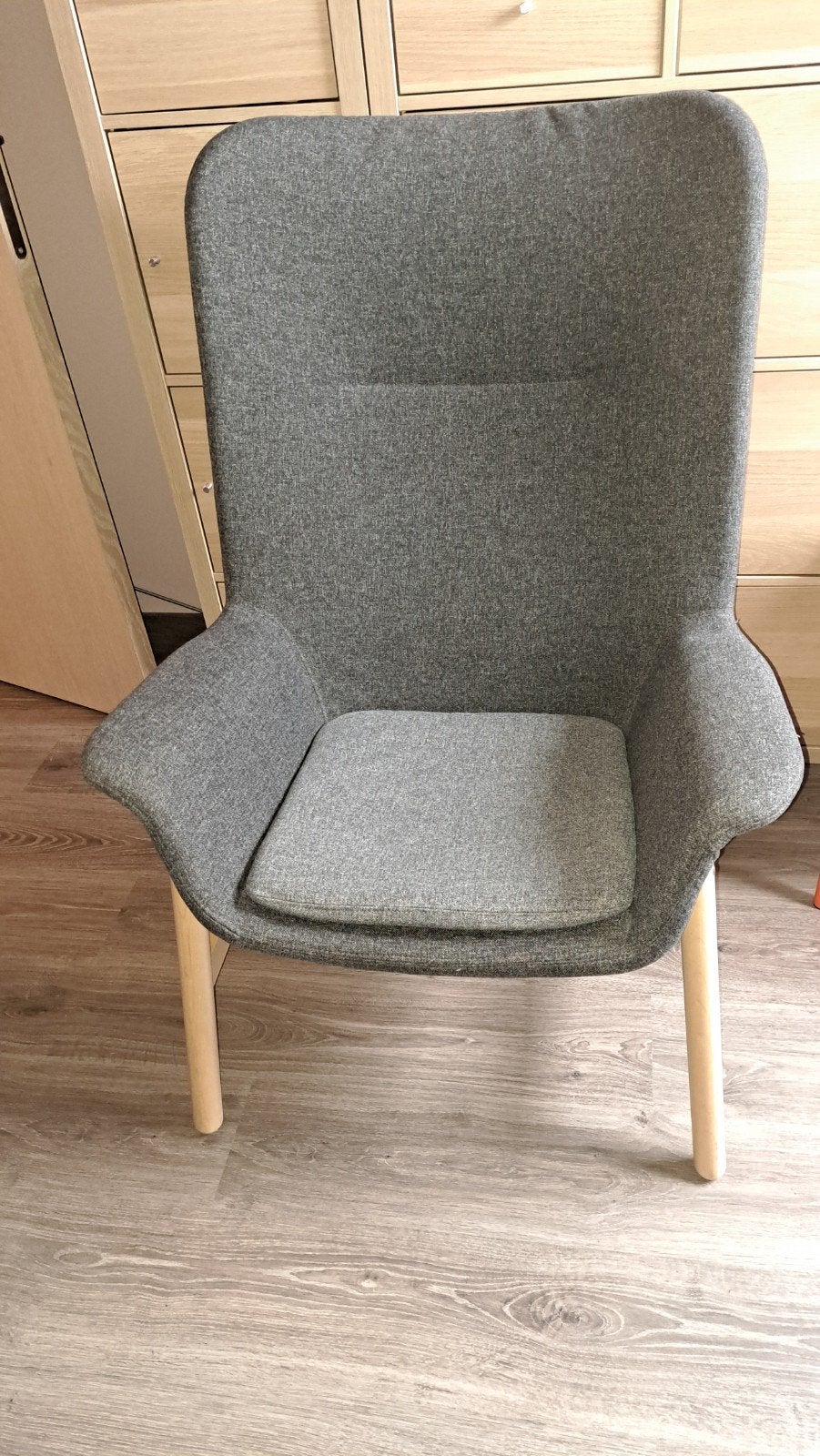 Ikea Vedbo fauteuil hoge rugleuning, Gunnared donkergrijs., Ophalen, Zo goed als nieuw