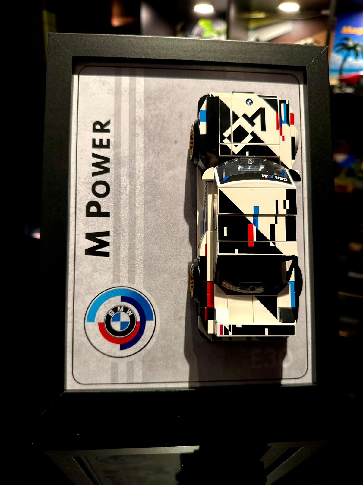 Cadre expo LEGO BMW M Power 18x24 cm – présentoir collection, Enlèvement ou Envoi, Lego, Speed Champions